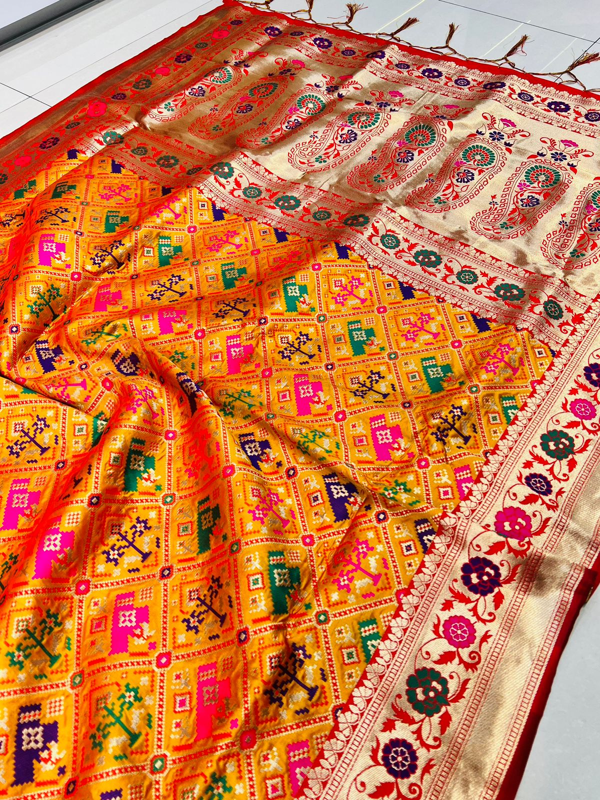 A Patola silk By Policona Fab Designer Non Catalog Sarees